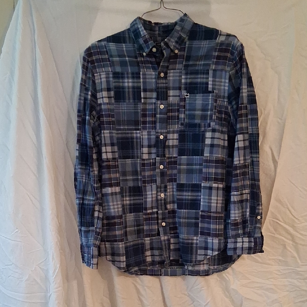 Crown & Ivy Men's Navy Plaid Button Down Shirt